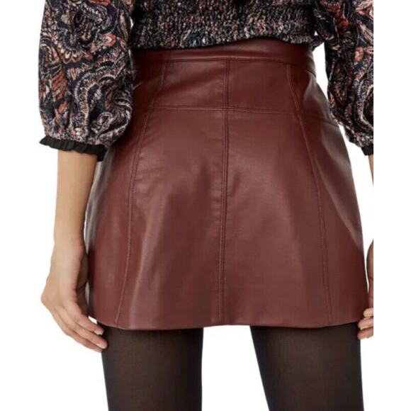 Free People Maisie Button-Front Vegan Mini Skirt Double Dare Boho Size 10 NEW - Picture 11 of 11